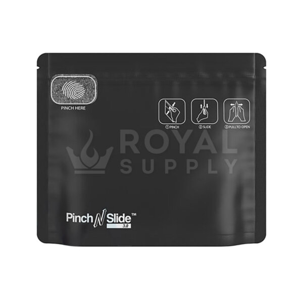 CHILD RESISTANT & TAMPER EVIDENT | PINCH N SLIDE 3.0 MATTE BLACK MYLAR EXIT BAGS, MEDIUM, QTY 250