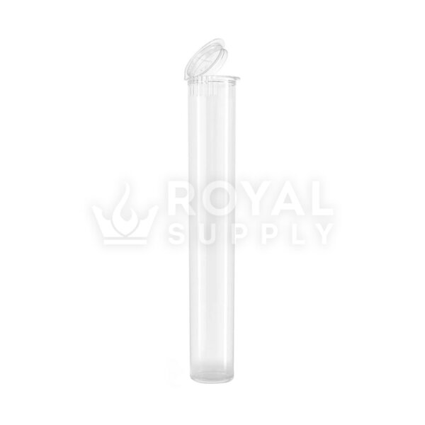 116MM CHILD RESISTANT | KING SIZE POP TOP PLASTIC PRE-ROLL TUBES, CLEAR (QTY 1,000)