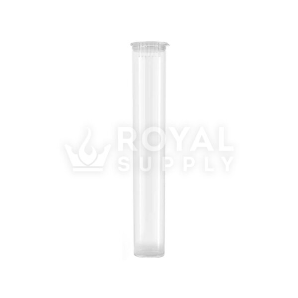 116MM CHILD RESISTANT | KING SIZE POP TOP PLASTIC PRE-ROLL TUBES, CLEAR (QTY 1,000)