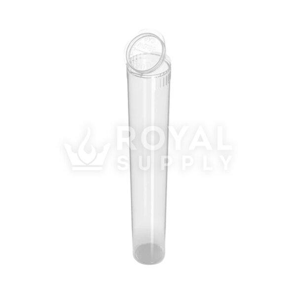 116MM CHILD RESISTANT | KING SIZE POP TOP PLASTIC PRE-ROLL TUBES, CLEAR (QTY 1,000)