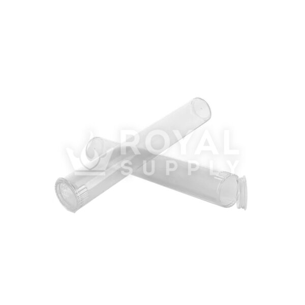 116MM CHILD RESISTANT | KING SIZE POP TOP PLASTIC PRE-ROLL TUBES, CLEAR (QTY 1,000)