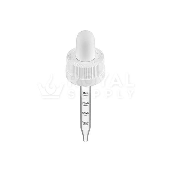 G:\Shared drives\Royal Supply\Royal Supply\Pictures\1. Product Pictures\Stock Product Pictures\6. Tincture Bottles\Tincture Bottles Watermark\1ml CR Graduated Ribbed Glass Dropper Cap for 1oz Bottles - White