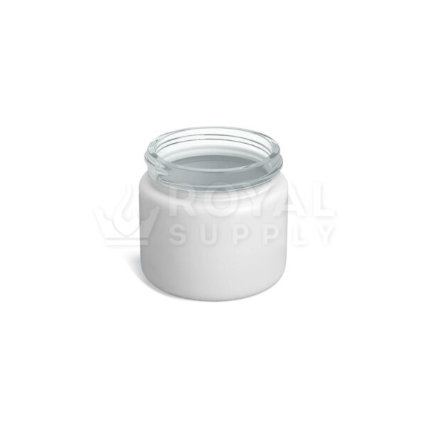 2 OZ STRAIGHT SIDED MATTE WHITE GLASS JAR, 50MM NECK (QTY 200)