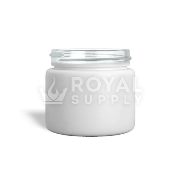 2 OZ STRAIGHT SIDED MATTE WHITE GLASS JAR, 50MM NECK (QTY 200)