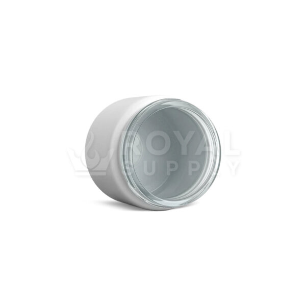 2 OZ STRAIGHT SIDED MATTE WHITE GLASS JAR, 50MM NECK (QTY 200)