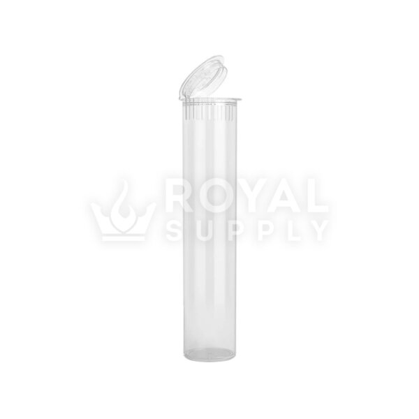 90MM CHILD RESISTANT | POP TOP TRANSLUCENT PLASTIC PRE-ROLL TUBES, CLEAR (QTY 1,000)