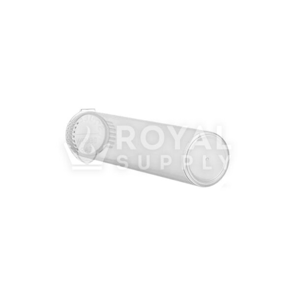 90MM CHILD RESISTANT | POP TOP TRANSLUCENT PLASTIC PRE-ROLL TUBES, CLEAR (QTY 1,000)