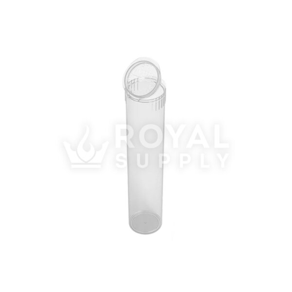 90MM CHILD RESISTANT | POP TOP TRANSLUCENT PLASTIC PRE-ROLL TUBES, CLEAR (QTY 1,000)
