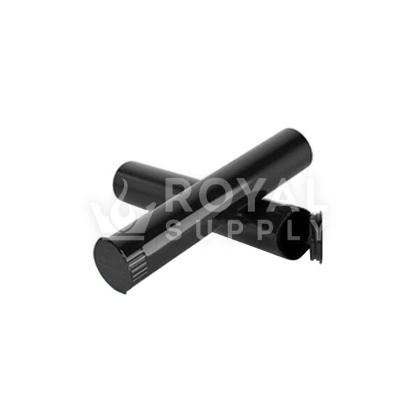 98MM CHILD RESISTANT | POP TOP OPAQUE PLASTIC PRE-ROLL TUBES, BLACK (QTY 1,000)