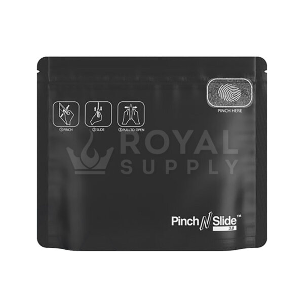 CHILD RESISTANT & TAMPER EVIDENT | PINCH N SLIDE 3.0 MATTE BLACK MYLAR EXIT BAGS, MEDIUM, QTY 250