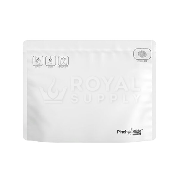CHILD RESISTANT & TAMPER EVIDENT | PINCH N SLIDE 3.0 WHITE MYLAR EXIT BAGS, LARGE, QTY 250