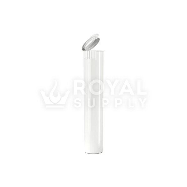 70MM CHILD RESISTANT | POP TOP OPAQUE PLASTIC PRE-ROLL TUBES, WHITE (QTY 1,000)
