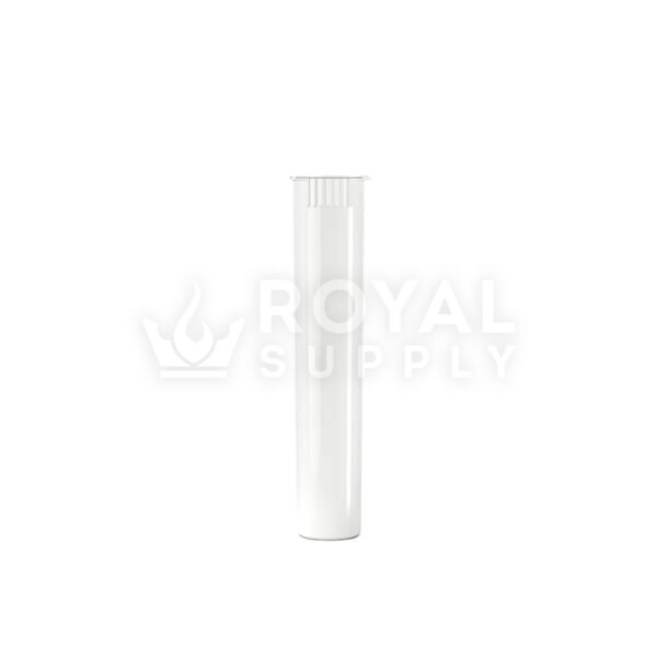 70MM CHILD RESISTANT | POP TOP OPAQUE PLASTIC PRE-ROLL TUBES, WHITE (QTY 1,000)