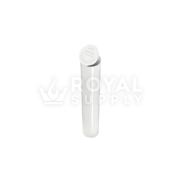 70MM CHILD RESISTANT | POP TOP OPAQUE PLASTIC PRE-ROLL TUBES, WHITE (QTY 1,000)