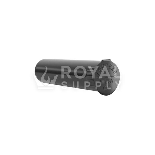 80MM CHILD RESISTANT | POP TOP OPAQUE PLASTIC PRE-ROLL TUBES, BLACK (QTY 1,000)