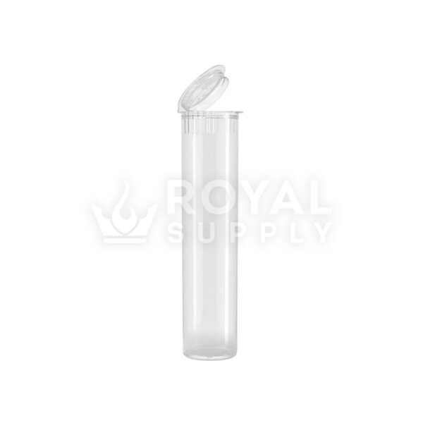 80MM CHILD RESISTANT | POP TOP TRANSLUCENT PLASTIC PRE-ROLL TUBES, CLEAR (QTY 1,000)