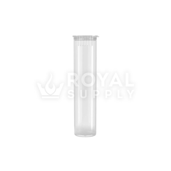 80MM CHILD RESISTANT | POP TOP TRANSLUCENT PLASTIC PRE-ROLL TUBES, CLEAR (QTY 1,000)