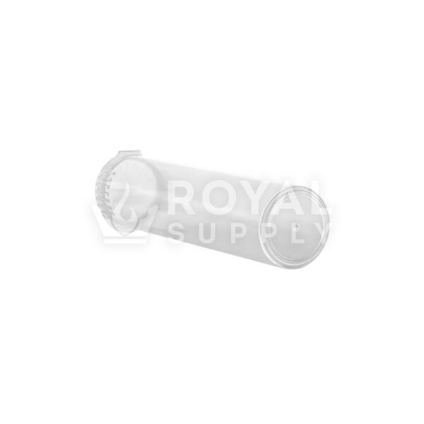 80MM CHILD RESISTANT | POP TOP TRANSLUCENT PLASTIC PRE-ROLL TUBES, CLEAR (QTY 1,000)