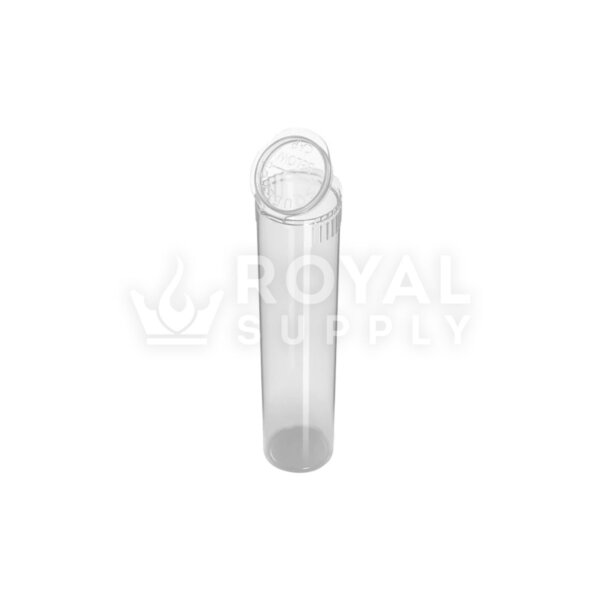 80MM CHILD RESISTANT | POP TOP TRANSLUCENT PLASTIC PRE-ROLL TUBES, CLEAR (QTY 1,000)