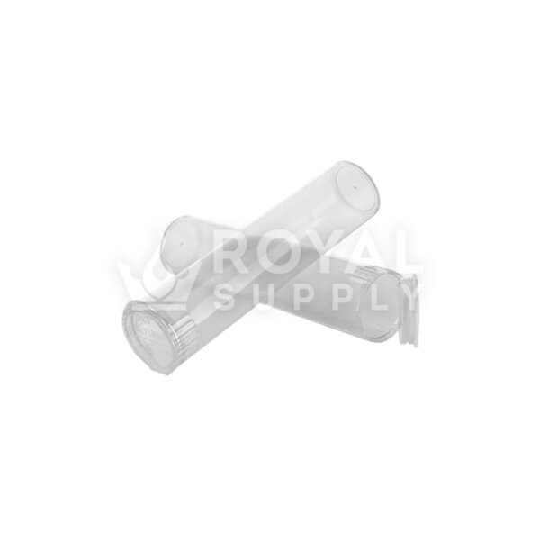 80MM CHILD RESISTANT | POP TOP TRANSLUCENT PLASTIC PRE-ROLL TUBES, CLEAR (QTY 1,000)
