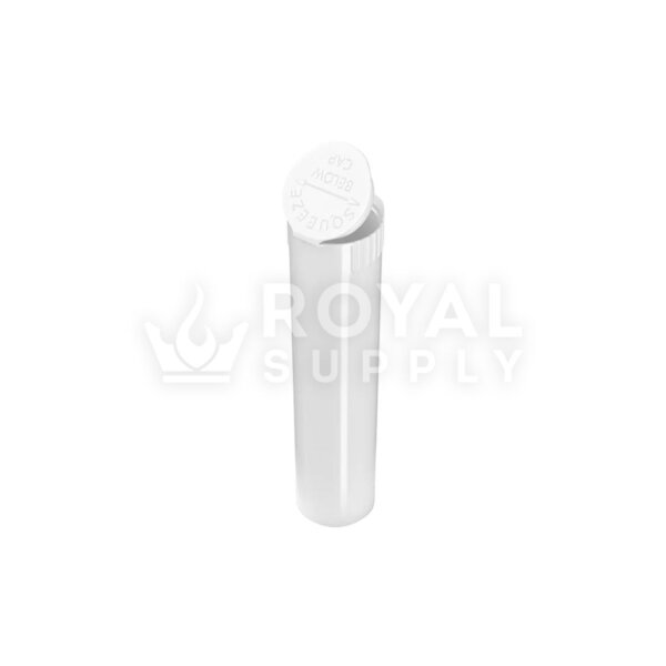 80MM CHILD RESISTANT | POP TOP OPAQUE PLASTIC PRE-ROLL TUBES, WHITE (QTY 1,000)