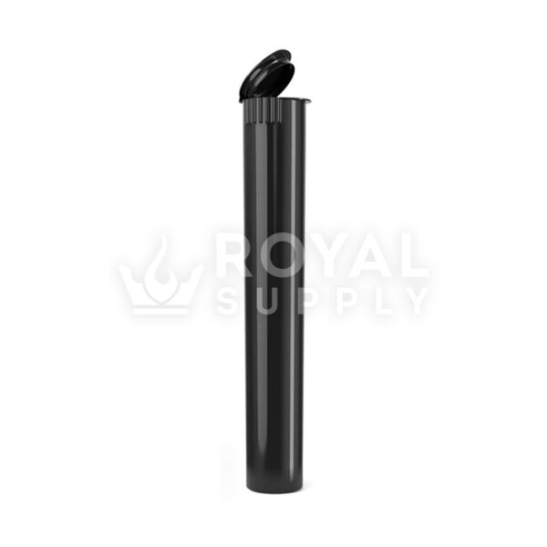 116MM CR POP TOP 100% BIODEGRADABLE PLASTIC PRE ROLL TUBES, BLACK (QTY 1000)