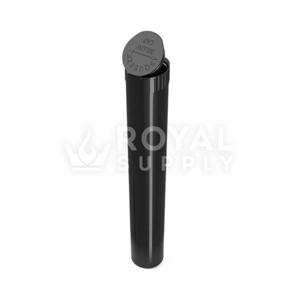 116MM CR POP TOP 100% BIODEGRADABLE PLASTIC PRE ROLL TUBES, BLACK (QTY 1000)