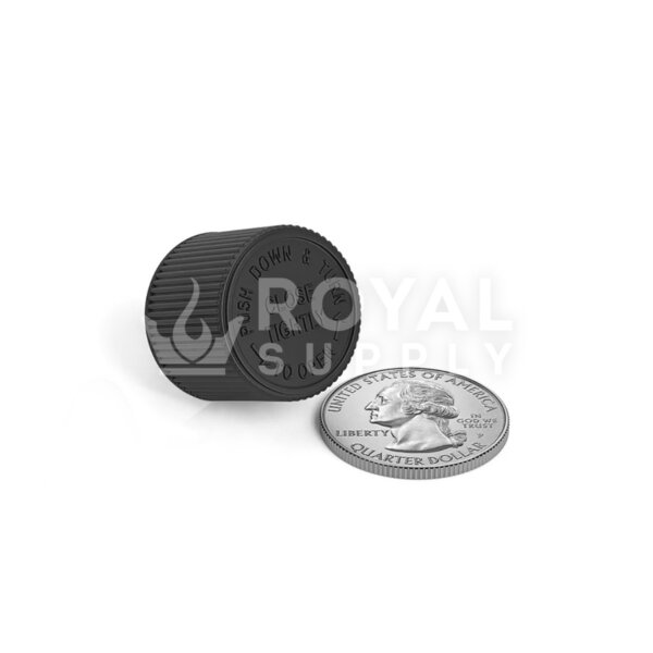 18mm PCR ribbed push down & turn cap