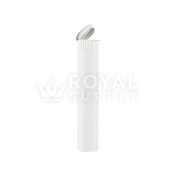 95MM CR POP TOP 100% BIODEGRADABLE PLASTIC PRE ROLL TUBES, WHITE (QTY 1000)