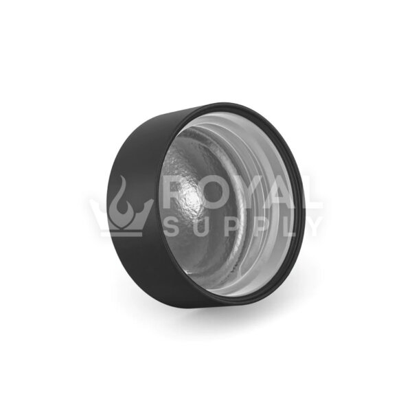 CHILD RESISTANT | SMOOTH PUSH DOWN & TURN PLASTIC CAPS W/ FOIL LINER, 38MM, MATTE BLACK (QTY 504)